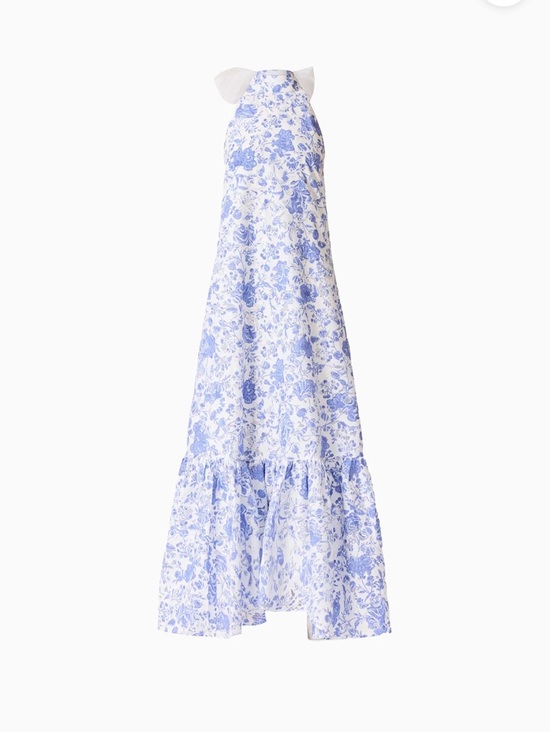 elliatt elin blue & white floral halter neck open back maxi gown dress large NEW - Picture 11 of 12